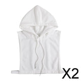 Maxbell 2xWomen False Collar Clothes Cotton Fake Collar with Hat for Winter Autumn White