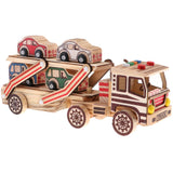 Maxbell Multi-color 340x78x145mm Wooden Car Carrier Model Double Layers Children Vehicle Car Kids Educational Toy for Kids Gift - Aladdin Shoppers