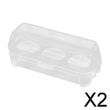 Maxbell 2xEgg Storage Box Organizer Travel Egg Carrying Case Hiking Egg Container Case 3 Grids 15.5x6.5x6cm