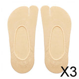 Maxbell 3xWomen 2 Toe Flip Flop Socks Women No Show Toe Socks for Loafer Shoes Sneaker Light Skin