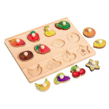 Wooden Shape Peg Puzzle Activity Fine Motor Skill for Toddlers Baby Children fruit