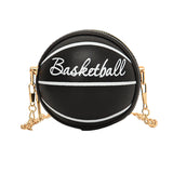 Maxbell Basketball Shaped Purse Casual Mini Round Ball Bag for Street Work Commuting black