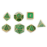 Maxbell Alloy Polyhedral Dice D4-D20 Dies for MTG TRPG DND Toys - Golden Dark Green - Aladdin Shoppers