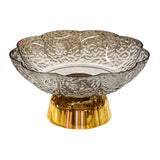 Maxbell Fruit Bowl Footed Tray Dish Decorative Bowl for Wedding Dining Table Dessert Gray and Gold