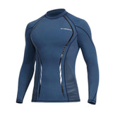 Maxbell Soft Men Swimsuit Tops Long Sleeve Swim Shirt Rashguard for Snorkeling Blue L