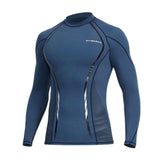 Maxbell Maxbell Soft Men Swimsuit Tops Long Sleeve Swim Shirt Rashguard for Snorkeling Blue L