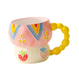 Maxbell Ceramic Coffee Mug Creative Cartoon Cereal Mug for Fruit Hot Chocolate Latte Strawberry
