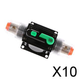 Maxbell 10xIn-Line Manual Reset Circuit Breaker Car Stereo Audio Fuse 12V/24V/32V 10A