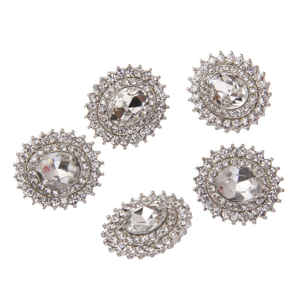Maxbell Maxbell 5Pcs Crystal Rhinestone Flower Sewing Button Embellishments