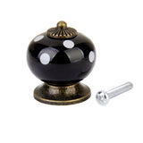 Maxbell Ceramic Dot Door Knob Handle Drawer Cupboard Wardrobe Porcelain Pull 2 pcs