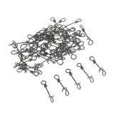100 Pieces Stainless Steel Quick Lock Fishing Snap Clip Swivel Connectors