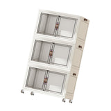 Maxbell Foldable Storage Cabinet Fashion Portable for Farmhouse Drawing Room Kitchen White 3 Layers 70 cm