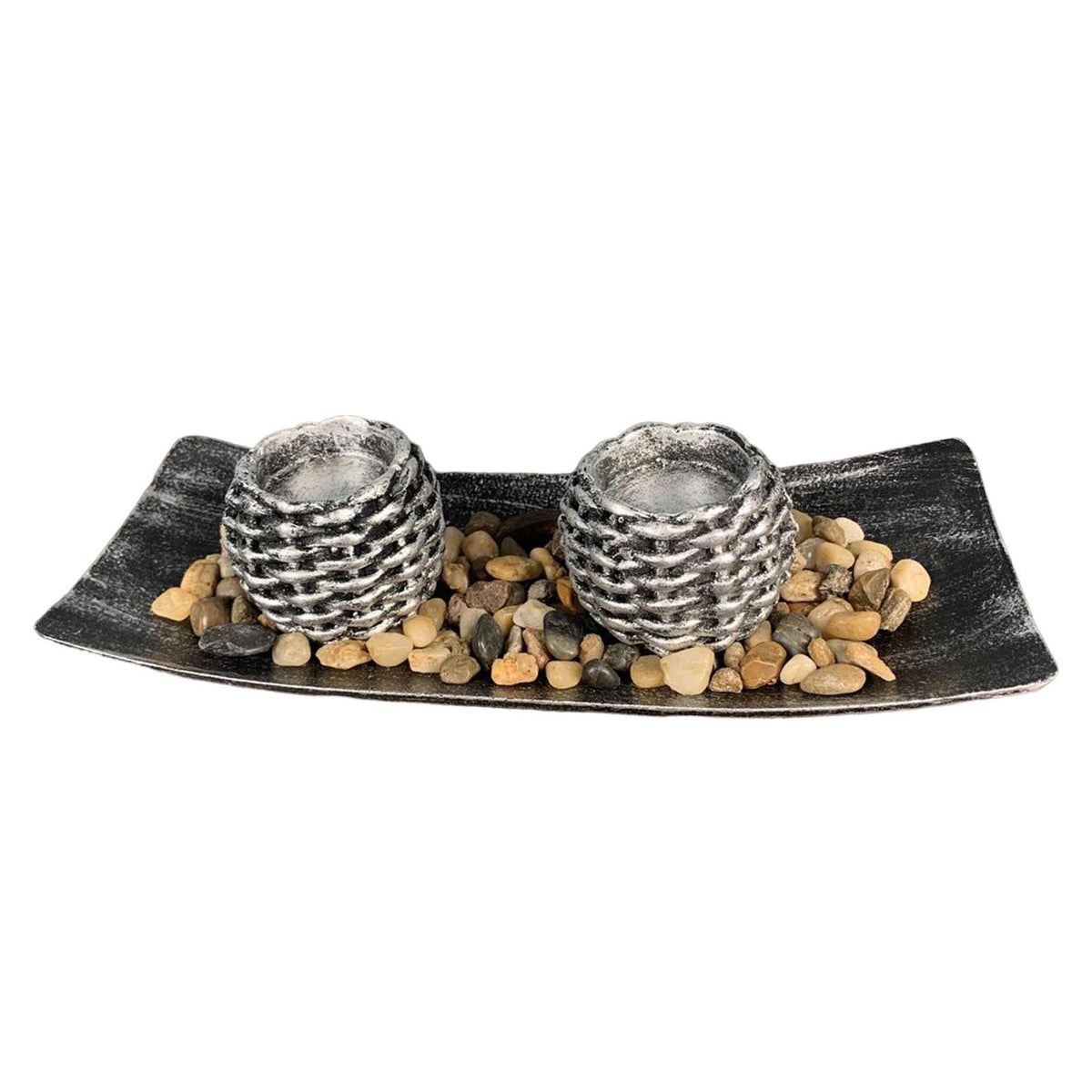Maxbell Maxbell Antique Rattan Candle Holder Set Wooden Resin Crafts Home Furnishing 2  Cpus