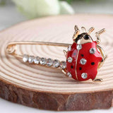 Maxbell Red Enamel Crystal Insect Ladybugs Brooch Lapel Pins Large Safety Pin Corsage - Aladdin Shoppers