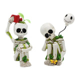 Maxbell 2 Pieces Miniature Skeleton Figurines Resin Crafts for Garden Indoor Outdoor