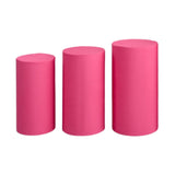 Maxbell 3Pcs Cylinder Pedestal Covers Decor Elastic Anniversary Pedestal Stand Cover Rose