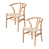 Maxbell 2 Pieces Dining Chairs Leisure Woven Rope Seat for Dining Room Party Outdoor White