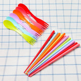 Maxbell 12 Pieces Portable Plastic Camping Tableware Set Chopsticks Spoons Forks - Aladdin Shoppers
