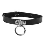Maxbell Womens Fashion Cool Black Patent Leather Choker 1" O Ring Collar Necklace