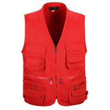 Maxbell Men's Utility Multi Pocket Zip Hunting Fishing Travel Outdoor Vest Red XL