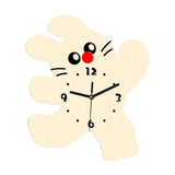Maxbell Cartoon Cat Shaped Wall Clock Silent for Housewarming Gift Farmhouse Kitchen Beige