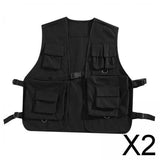 Maxbell 2xUtility Vest Front Buckle Cargo Vest for Men Women Adults Outdoor Activities XL Black