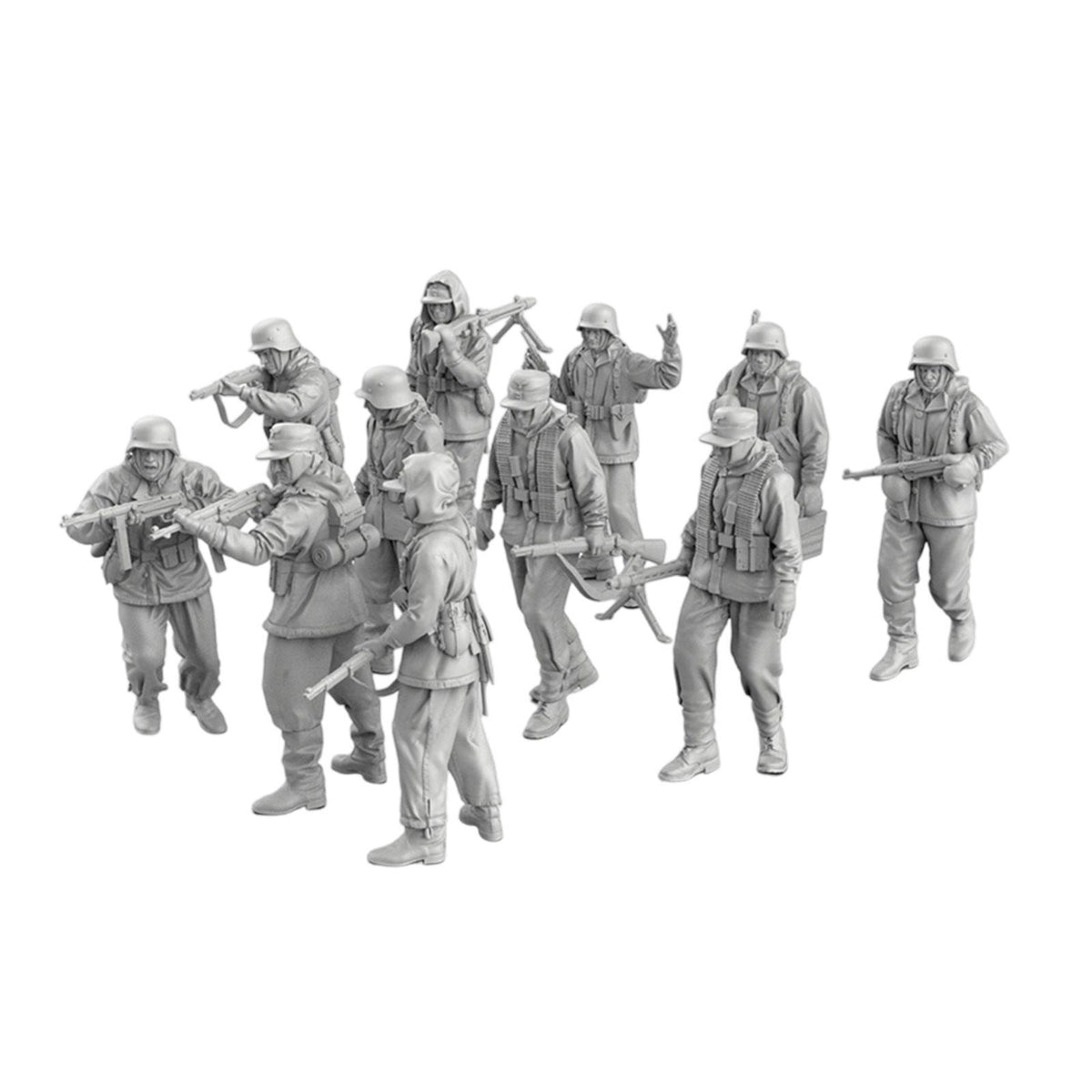 Maxbell 11x 1:64 Scale German Soldier Models Kit for Sand Table Dollhouse Decoration