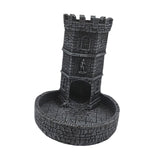 Maxbell Castle Dice Tower with Tray Wall Carving Dice Rolling Tray for Birthday Gift Grey Black