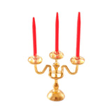 Maxbell 1/12 Dollhouse Candle Holder Doll House Candlestick for Cabinet Shelf Mantel Gold and Red