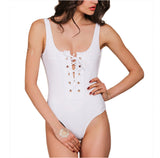 Maxbell Maxbell Sexy U-Neck Lace-Up Backless High Cut One Piece Swimwear for Women M
