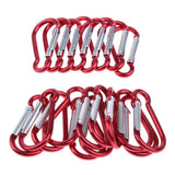 Maxbell 4xOutdoor Aluminum D-Ring Carabiner Camping Keychain Clip Snap Hook Red