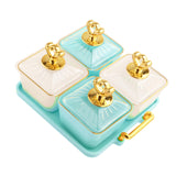 Maxbell Divided Fruit Tray Platter Candy Nut Serving Container for Living Room Fruit 2 Green 2 White