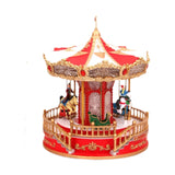 Maxbell Christmas Carousel Music Box Decorative for Kids Daughter Holiday Decoration Red