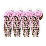 Maxbell 4x Artificial Hanging Flowers Fake Hanging Plants for Courtyard Porch Garden Pink