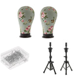 Maxbell Mannequin Cork Canvas Block Head Holder Stand T Needle Pins Wig Making Tools