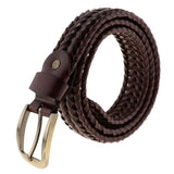 Maxbell Retro Men Woven Hollowed-out Adjustable Waist Belt Waistband Dark Coffee