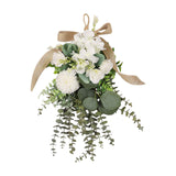 Maxbell Floral Swag Indoor Chrysanthemum Eucalyptus Wreath for Apartment Gift Window White