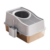 Maxbell Fully Enclosed Cat Litter Box Toilet Sturdy Splash Free Versatile Cat Bedpan Grey