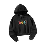 Maxbell Womens Crop Top Hoodie Sweatshirt Activewear for Fishing Work Shopping S Black