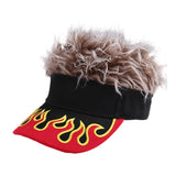 Maxbell Wig Baseball Cap Golf Hat Adjustable Adults Cycling Visor Hat with Fake Hair Brown Wig