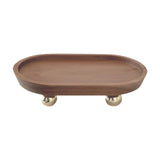 Wooden Serving Tray Organizer Wooden Pedestal Stand for Counter Vanity Fruit 12x20x5cm Brown