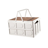 Maxbell Camping Storage Box Foldable Outdoor Bin for Picnic Home Sorting Living Room Wood Lid Portable  L