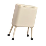 Trash Can with Wheels with Brake System Wastebasket for Office Bathroom Home Beige