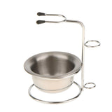 Maxbell Maxbell Alloy Shaving Brush Stand Holder + Stainless Steel Shave Mug Bowl Set
