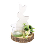 Maxbell Nordic Style Easter Bunny Candle Holder Cute Wood Rabbit Glass Cup Decor C