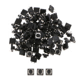 New 12x12x7mm Micro Momentary Tactile Push Button Switch 4-pin Pack Of 100 - Black