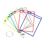 Maxbell 6 Pieces Dry Erase Pocket Sleeves with Ring 10"x14" Paper Sleeves Protectors