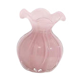 Maxbell Glass Flower Vase Ornament Decorative Art Vase for Desk Dining Room Entrance Pink