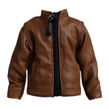 Maxbell Fashion 1/12 PU Leather Jacket Miniature Clothing for 6" Action Figures Accs Brown