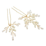 Maxbell 2 Pieces Faux Pearls Beaded Hair Pin Bridal Party Hair Clips